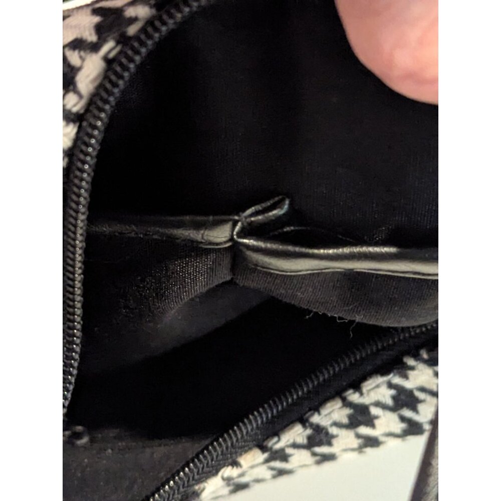 Herringbone Pattern Shoulder Bag Black, White-Lp - image 4